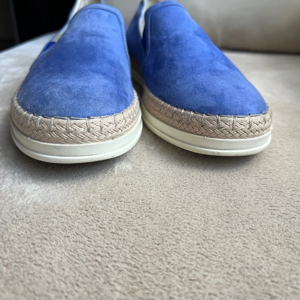 Tods Women 5.5 EU 36 Blue Suede Espadrille Slip On Sneaker Loafers Resort Travel